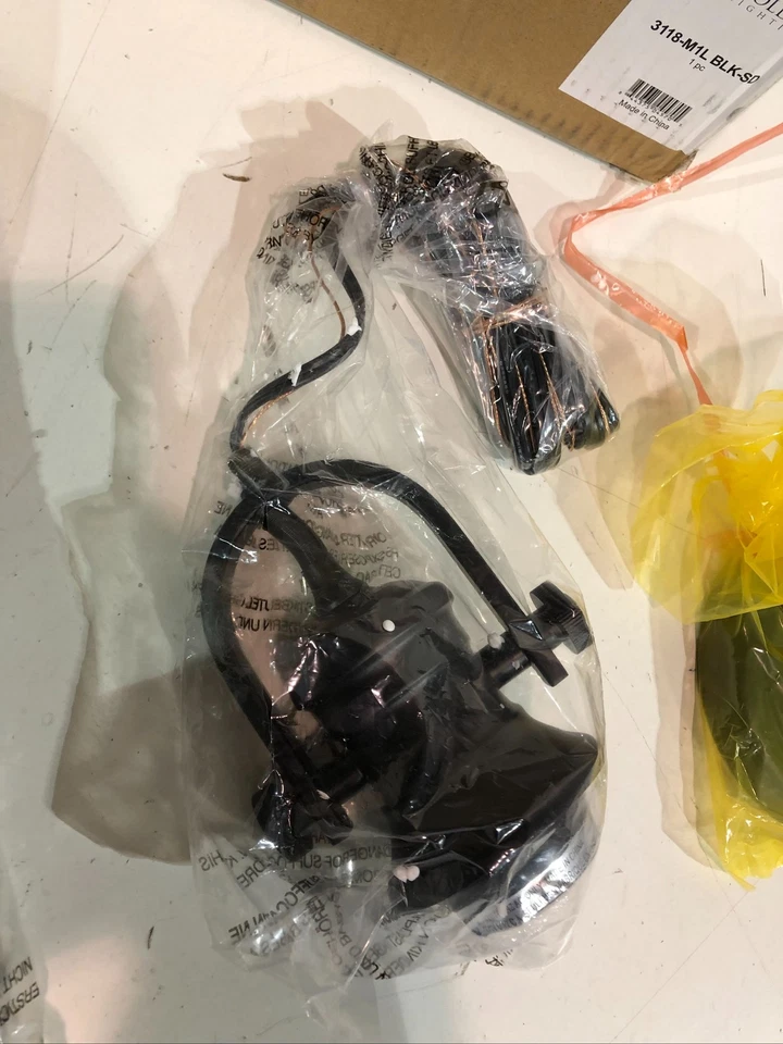 Golden Lighting 3118-M1L BLK-SD Hines 1-Light Black Pendant Seeded Glass Shade - Image 2 of 4