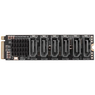 M.2 MKEY PCI-E Riser Card M.2 NVME zu SATA3.0 PCIE zu  6Gpbsx6-Port Erweite3531