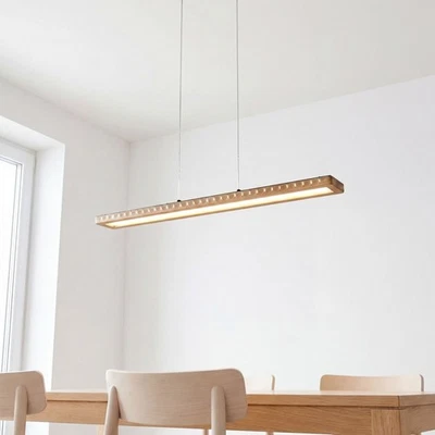 LED Hängelampe dimmbar Esszimmer Holz Metall 70 cm 3000 K Pendelleuchte Küche - Bild 1 von 4