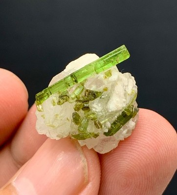Tourmaline Green Damage Free Tourmaline Geemy Crystals on Matrix Quartz. 6.70 Gm
