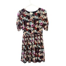 pins and needles urban outfitters floral pleated key hole dress women's size XS