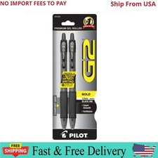 Pilot G2 Premium Gel Pens, Black Pens, Bold Point 1 mm, 2 Black