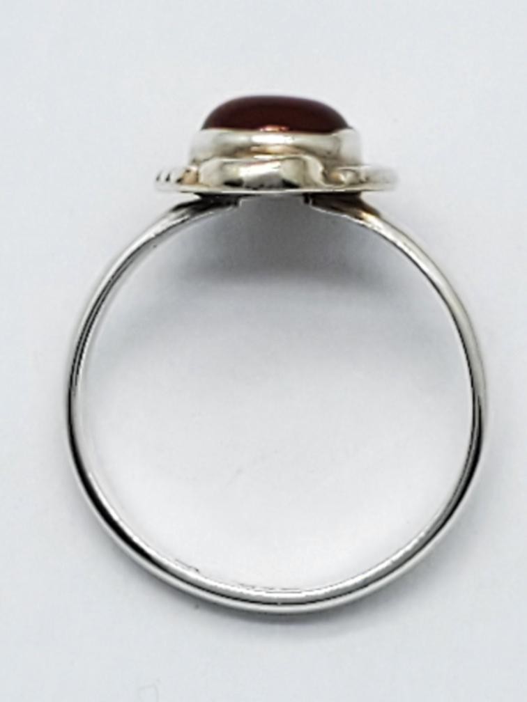 925 Solid Silver Cabochon Round Cut Carnelian Rin… - image 4