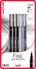 Fine and Delicate 5 Piece Uni-Pin Fineliner Drawing Pens, Black