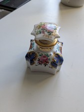Porcelain vanity hand painted floral gold perfume bottle