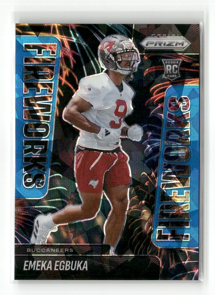 2025 Panini Prizm #2 Emeka Egbuka Rookie Fireworks Blue Ice #/99