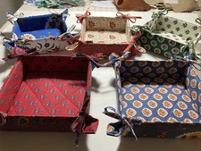 Pierre Deux Vide Poche-Small Fabric Tray in Souleiado and Les Olivades-Lot of 5