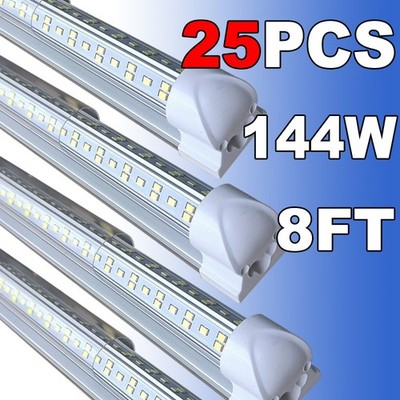 LED Shop Lights Fixture Tube Strip Ceiling Lights 8FT For Garage Workshop 25Pack