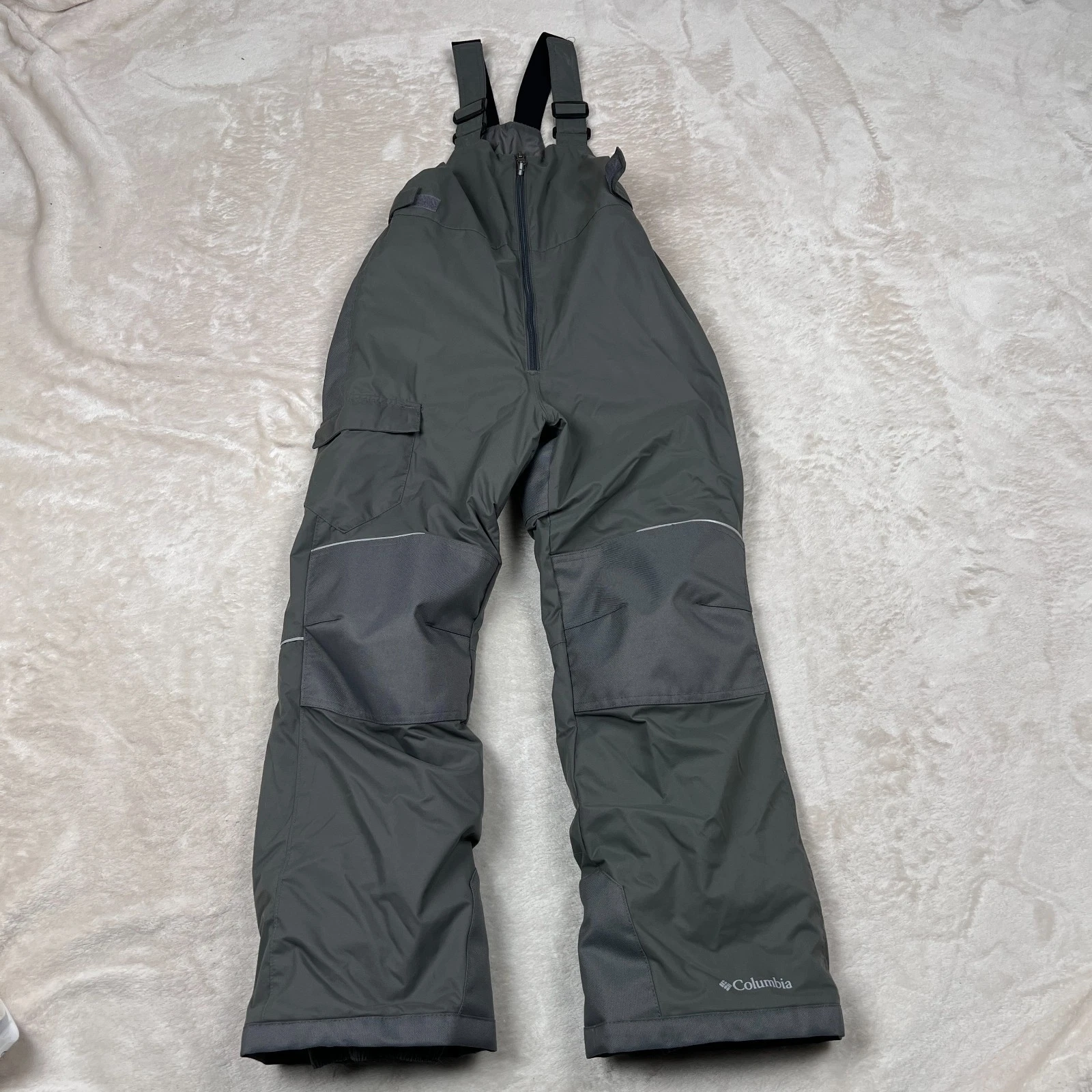 Columbia Snow Overalls Boys Medium 10-12 Gray Omnitech Outgrown Grow System