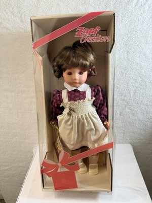 Vintage Zapf Creation Doll 19 in Original Box Germany Dress Apron Collectible
