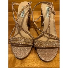 Steve Madden Glitter Strappy Block Heels - Rose