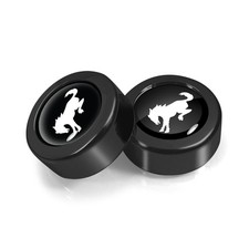 Ford Bronco In Black On Black License Plate Frame Screw Covers