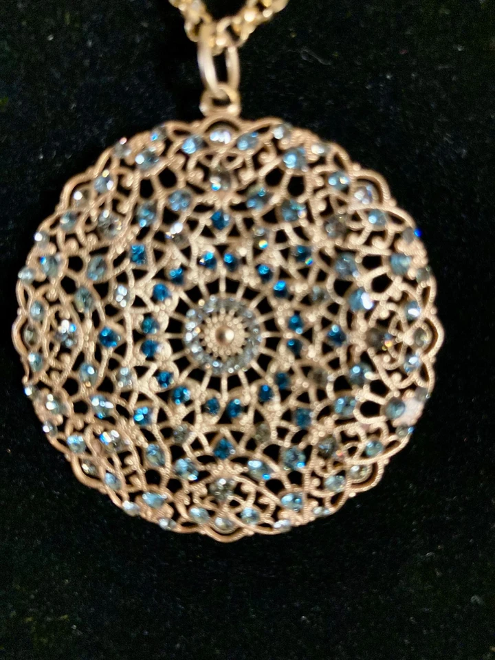 Collar Colgante Joyería Catalina Popesco Francia 18" 16" Tono Dorado Cristal Foto 2 de 4