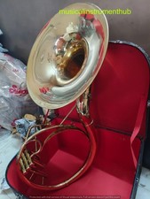 SOUSAPHONE 22"BELL TUBA OF BRASS METAL IN GOLD POLISH MOUTHPC CASE  FREE SHIP