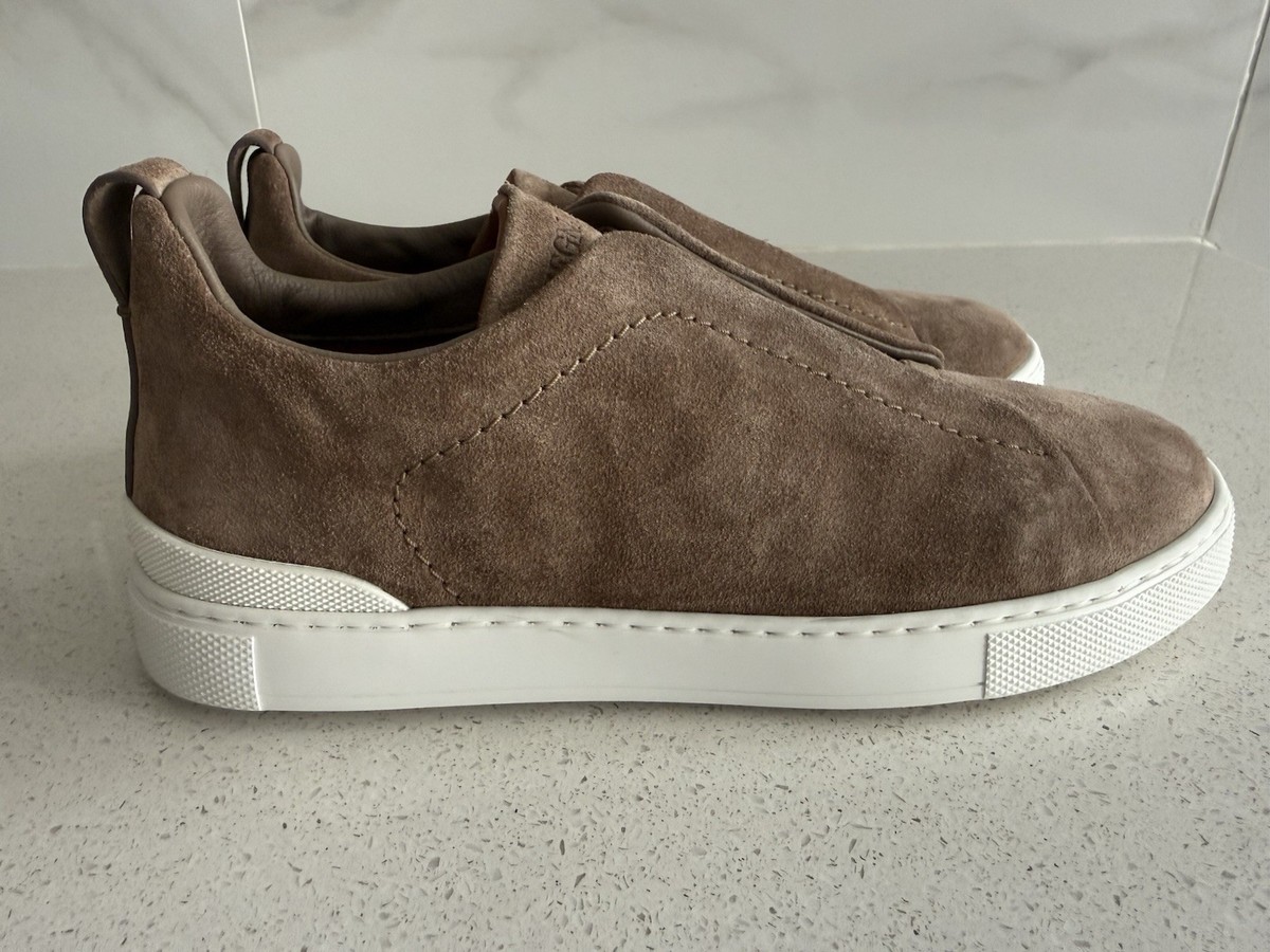 Zegna Triple Stitch Suede Slip-On Sneaker Brown Size 8 | eBay