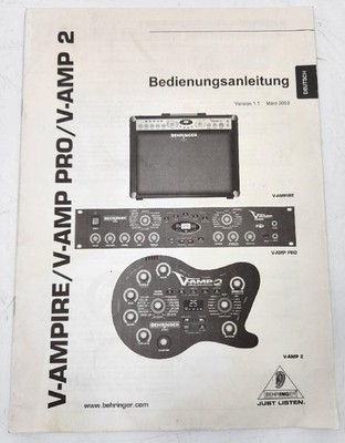Behringer V-Ampire/V-AMP Pro/V-AMP 2 Bedienungsanleitung Manual in Dutch