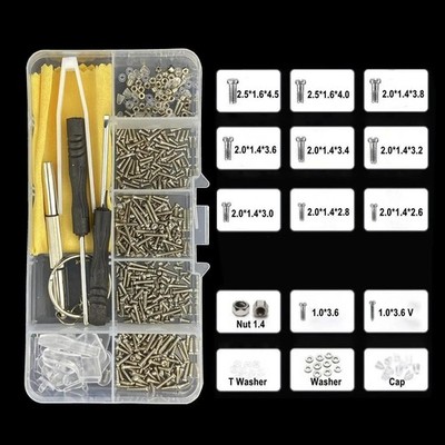 500 Pcs Eyeglasses Sunglass Repair Tool Kits With Screws Nose Pads Screwdriver