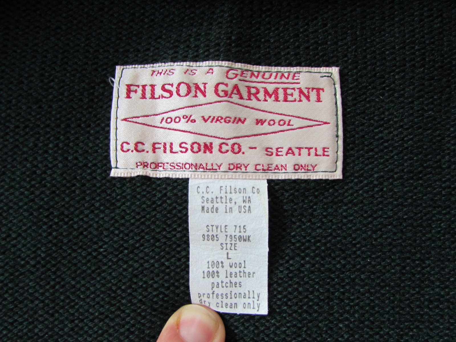 CC Filson Style 715 Green Wool Vest - USA - Size L - product detail image 4