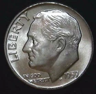 1959-D 10C Roosevelt Dime BU 90% Silver 26owt0228-3