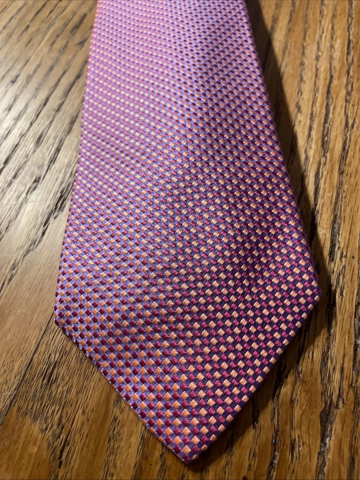 RECENT euc Charles Tyrwhitt Thick Woven Silk Tie Geometric Made In England UK - Image 2 of 4