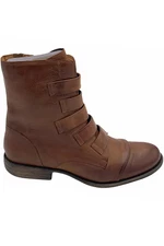 Miz Mooz Leather Strapped Wide Width Mid Boots Leighton Brandy