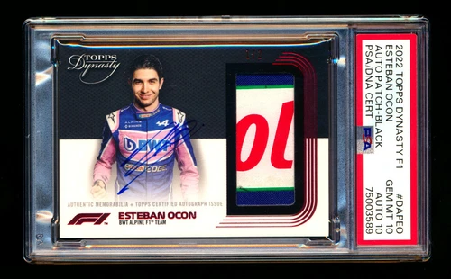 2022 Topps Dynasty F1 Esteban Ocon Black Patch Auto Autograph #1/2 PSA 10 DNA 10