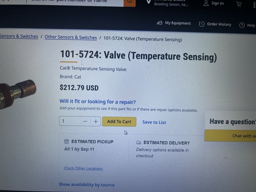 Caterpillar 101-5724 Cat Valve (Temperature Sensing) - Picture 2 of 2