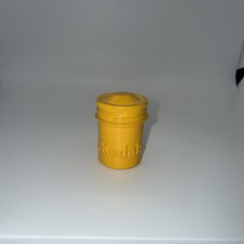 Vintage Kodak Film Metal Canister Container Yellow with Yellow Top A9