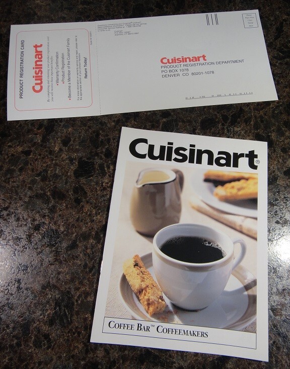 Vintage Cuisinart coffee maker DCC100 in Original Box, Instruction