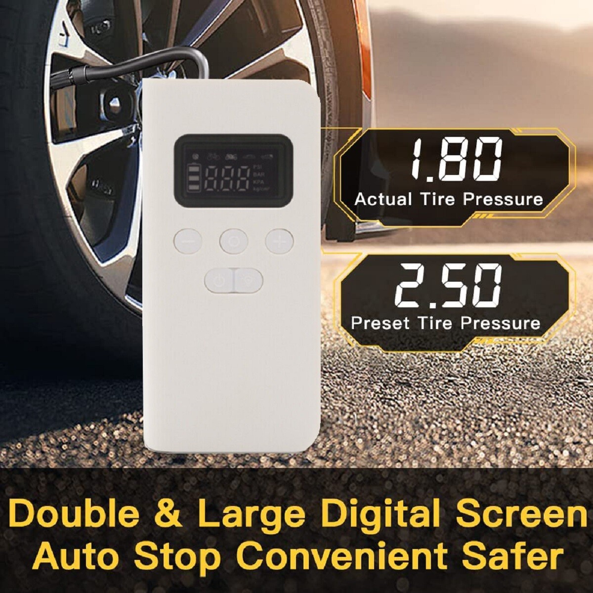 Car Tyre Inflator Cordless Digital USB Rechargeable Tire Air Compressor