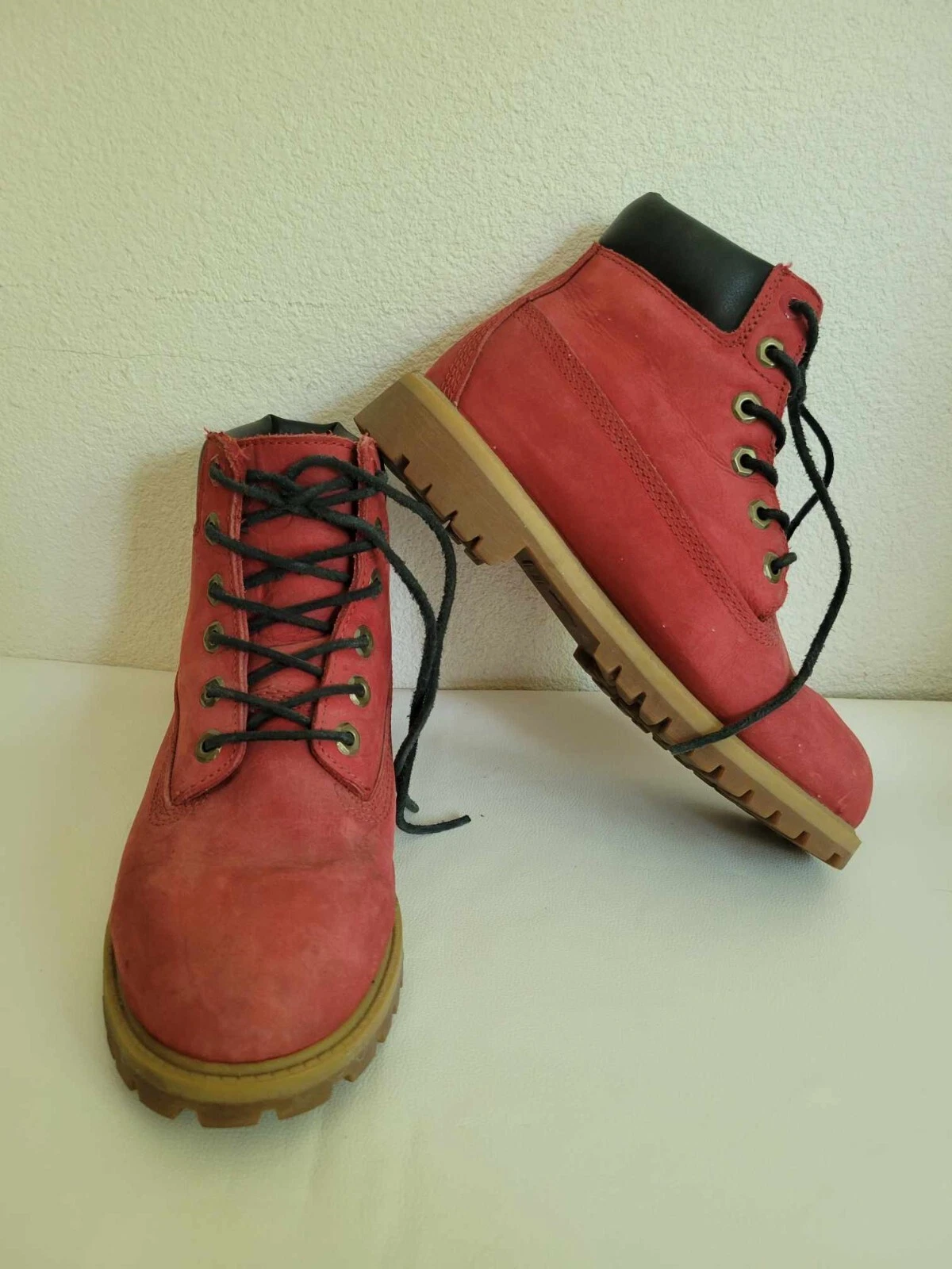 Stivali da donna rossi Timberland Premium 6" taglia 5 5 nabuk impermeabili stringati