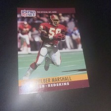 1990 Pro Set Wilbur Marshall Football Cards #326 Washington Redskins