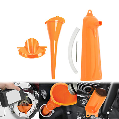 #ad Orange Primary Oil Fill FunnelDrip Free Oil Filter Set Fit For Harley Touring $10.99