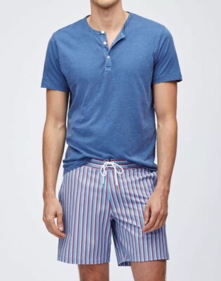 BONOBOS Mens  Banzai Boardie  Dusk Blue w/ Stripes Board Shorts 34w NWOT $68 USD