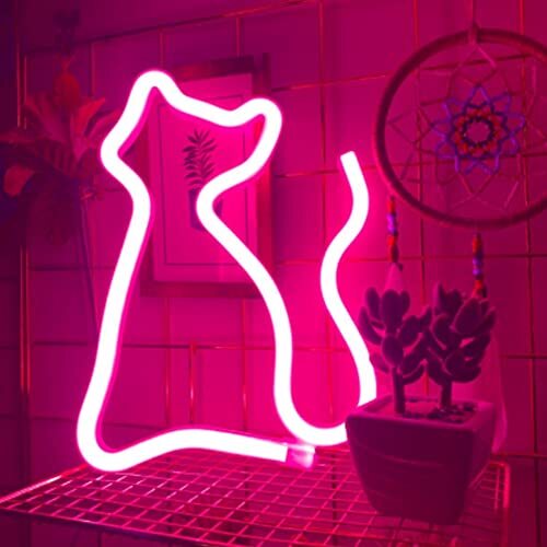 Cat Neon Sign Pink Cute Cat Kitty Led Neon Lights Powered by USB or Cat Pink eBay
