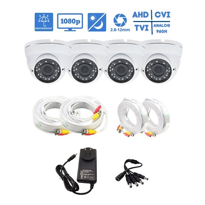Evertech 1080P HD Dome Security Cameras Power Supply Wires 4 Pack