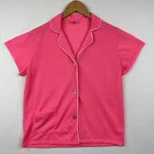 Vintage Gaymode JC Penney Pink Sheer Pajama Shirt Short Sleeve Size 34 Collared