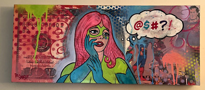  A Girl & Her Thoughts  by Dr. Smash Pop Surrealism Original Street Art Painting