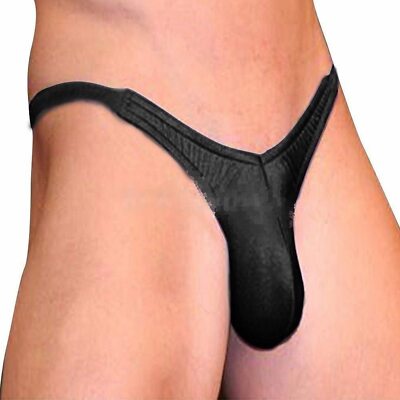 81-212 HERREN Mini G String TANGA Badehose BULGE THONG in SCHWARZ BLACK in M-3XL