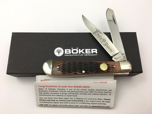 Boker-Tree-Brand-Trapper-Knife-Jigged-BROWN-BONE-2-Blades-GERMANY-NQ-724