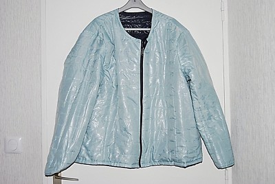 Doudoune Courte Réversible LAURE DE LAIGNEVILLE - Taille 54/56 - Bleu Marine/bleu Ciel - Neuf Sans étiquettes