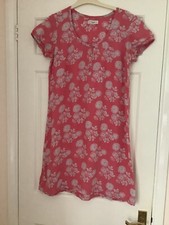 Seasalt Dress, Size 12 Floral pattern Pink Linen Shift dress short sleeve