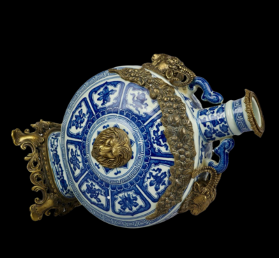 39CM Qianlong Signed Old Chinese Blue and White Vase w/flower