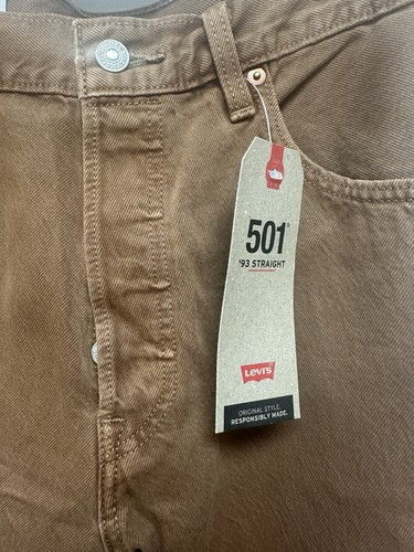 NUEVO Pantalones de mezclilla para hombre Levi's 501 '93 calce recto 31 x 32 marrón 100 % algodón 798300211 - Imagen 3 de 5