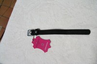 Hundehalsband Velourleder Schwarz, LäNge 25 Cm, Breite 2 Cm, Schnalle Silber