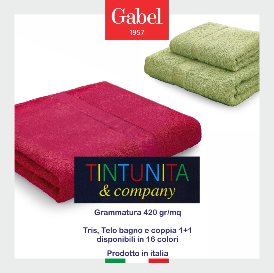 Asciugamani tris Gabel bagno telo doccia viso ospite spugna idrofila puro cotone - Immagine 2 di 2