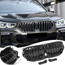 Gloss Black Front Radiator Grille Active Air Shutter For BMW X6 G06 2020-2022 BK