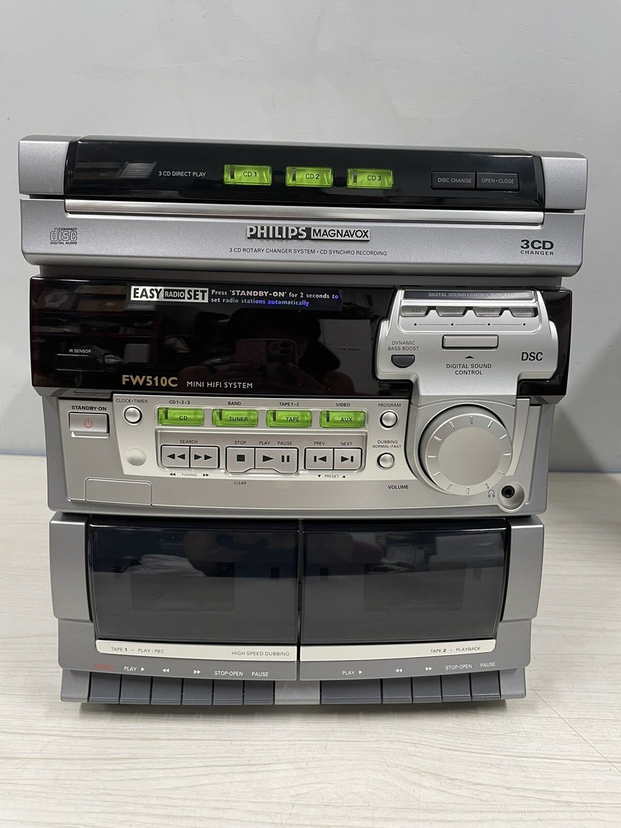 Philips Magnavox FW510C Mini Hifi Cassette CD System W/ Speakers