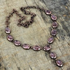 Collana catena elettroformata rame pietra kunzite rosa affare San Valentino gioielli