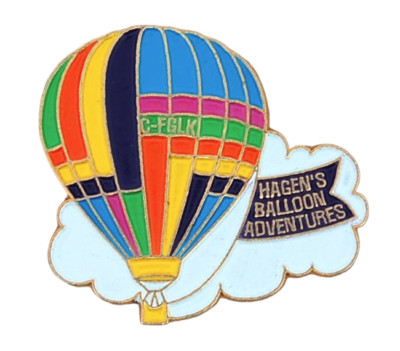 Hagen s Balloon Adventures Hot Air Balloon Pin Vintage Colorful Enamel Lapel